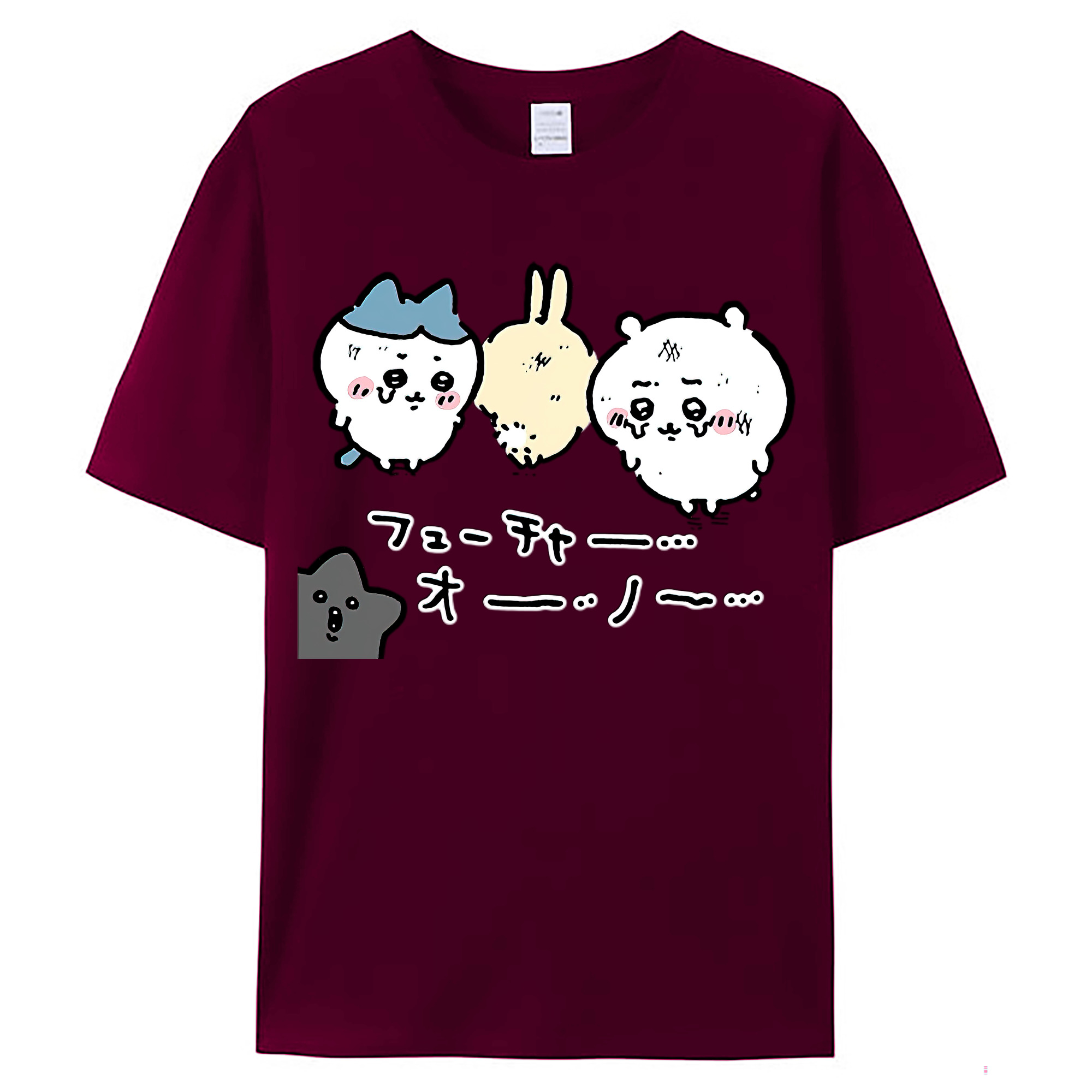 （画像用） ちいかわ ハチワレ Chii-kawa hachiware レディースカジュアルプリントTシャツ（綿100％）